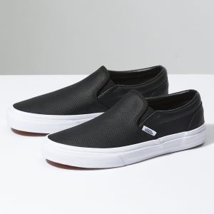 Vans Bayan Kaykay Ayakkabısı Perf Leather Slip-On Siyah | 48770-638